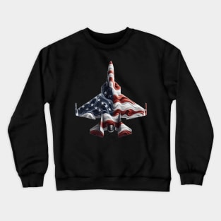 Fighter Jet Airplane American Flag Heart 4Th Of July Crewneck Sweatshirt